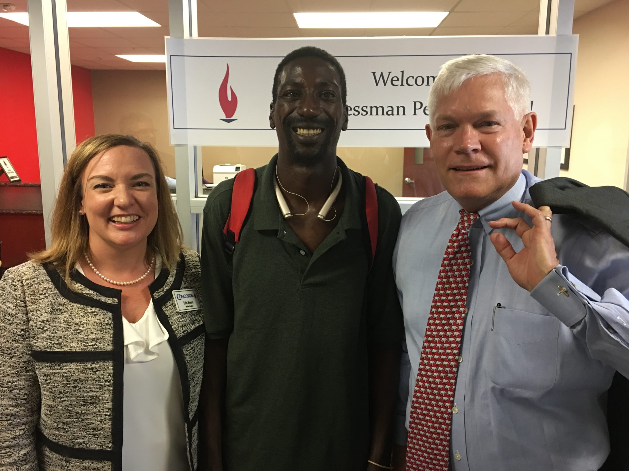 Congressman speaks with prospective student at health care career college