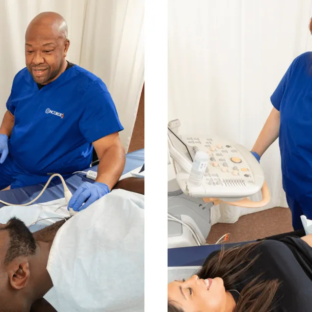 male-cardiovascular-sonographer-with-male-patient-and-female-diagnostic-medical-sonographer-with-female-patient