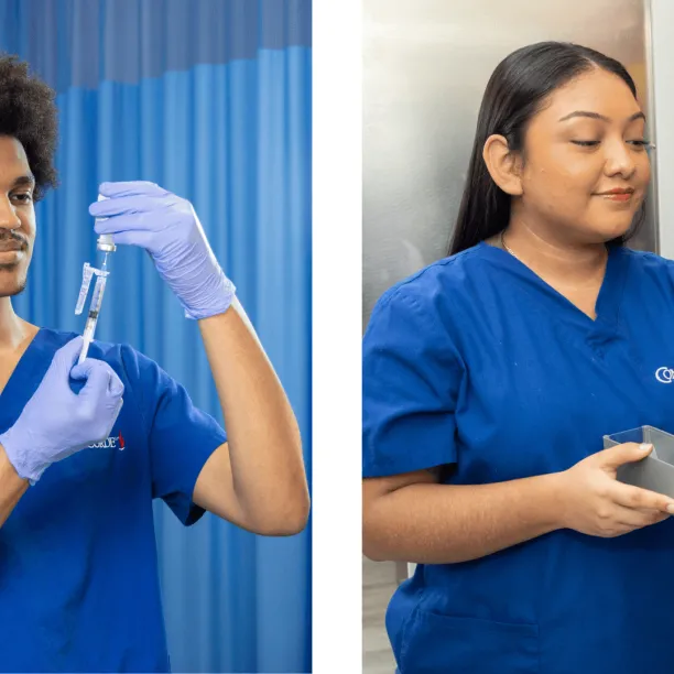 medical-assistant-preparing-syringe-of-medication-to-be-administered-and-pharmacy-technician-organizing-medication-duties