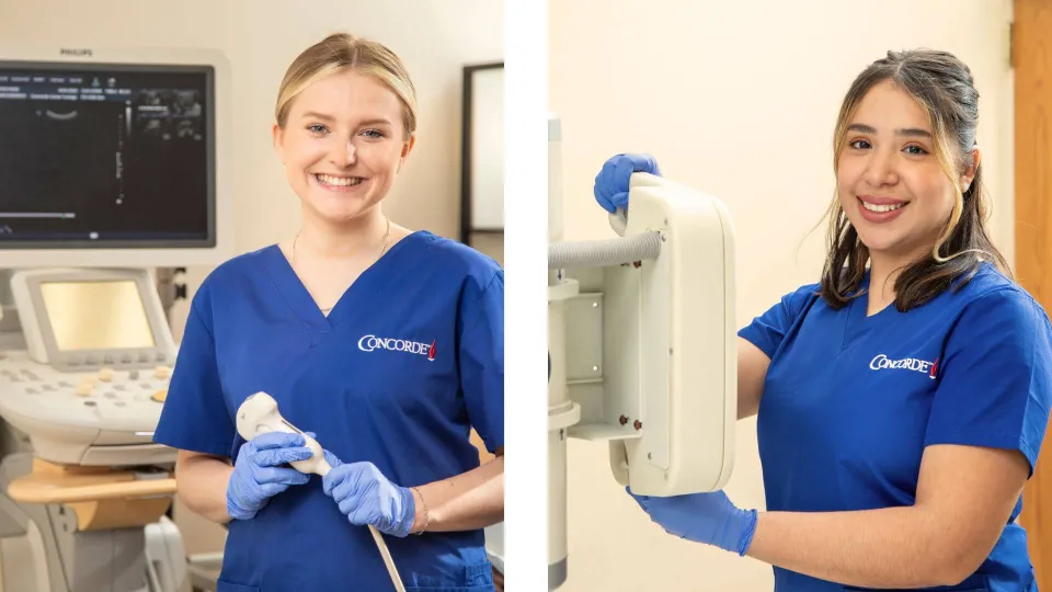 ultrasound vs radiology technicians holding their respective technology ultrasound vs radiology technicians holding their respective technology