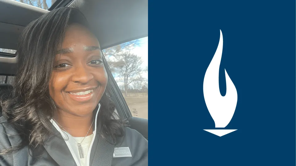 Victoria Frieson, a Concorde Graduate, smiles for the camera.