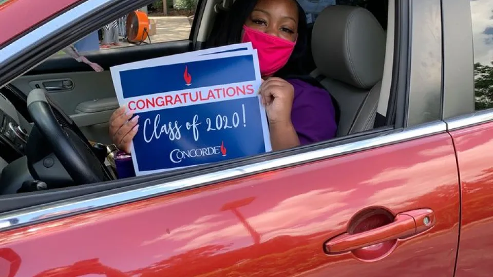 Orlando's Campus cap and gown pick up for the virtual graduation.