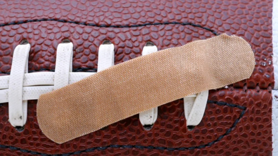Physical therapists help rehabilitate football players who have sustained injury. Physical therapists help rehabilitate football players who have sustained injury.