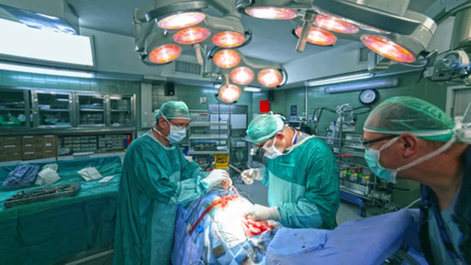 A surgical team operates on a patient