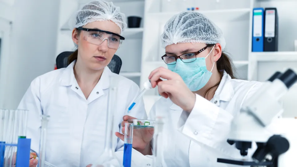 Team of scientists in a laboratory working on chemical testing surgical technologist